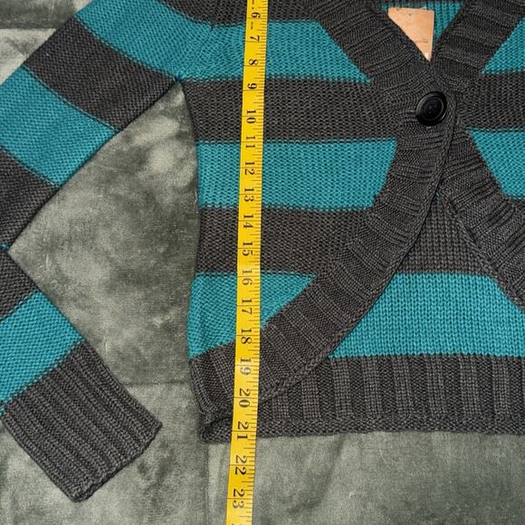 Arizona Cardigan Sweater Women's Medium Teal Gray Striped Long Sleeve Y2K NWT - Picture 6 of 8